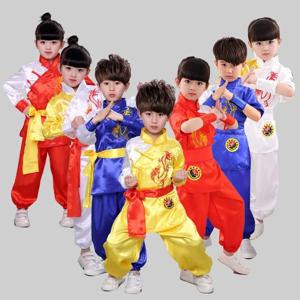 어린이 중국어 번체 Wushu 의류 어린이를위한 무술 유니폼 쿵푸 정장 소녀 소년 무대 공연 의상 세트