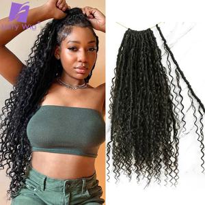 보호 Locs 크로셰 브레이드, 인모 컬, 여신 Locs 브레이드, 프리 루프 소프트 레게머리 곱슬 크로셰 헤어, 22 인치, 26 인치