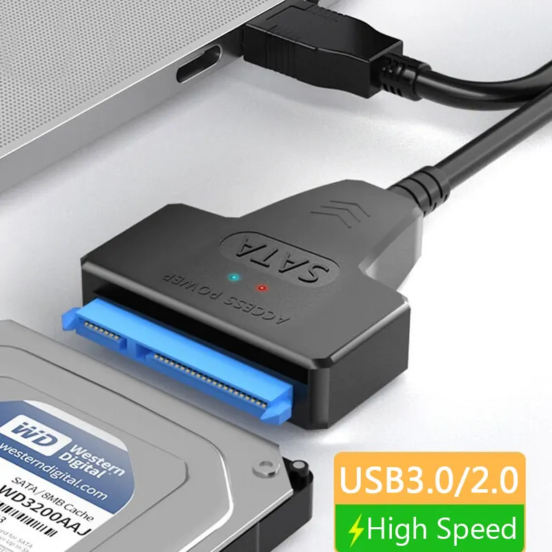 SATA to USB 3.0 / 2.0 케이블, 2.5 인치 외장 HDD SSD 하드 드라이브, SATA 3 22 핀 어댑터, USB 3.0 to Sata III 코드, 최대 6 Gbps