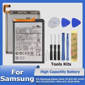 XDOU 배터리 삼성 갤럭시 노트 10 NoteX S10 A01 A10S M11 5G S20 S20 + 울트라 A31 J1 J6 에디션 M30s SM-M3070 SM-A2070 + 도구