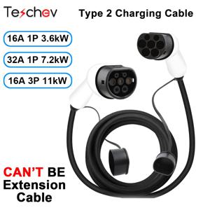 16A/32A EV 차량용 충전기 유형 2 암-수 플러그 3.6kW/7.2kW/11kW 충전 케이블 코드 1상/3상 EVSE 전기 자동차 3M