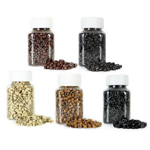 1000pcs 마이크로 링크 비즈 5mm * 3mm * 3mm 실리콘 라이닝 헤어 익스텐션 비즈 헤어 익스텐션 용 마이크로 링크 링 블론드 블랙 브라운