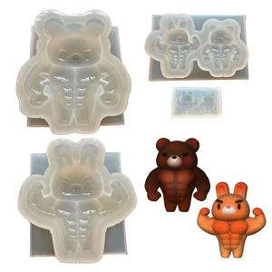 DIY 수지 금형 토끼 실리콘 케이크 금형 빵 무스 초콜릿 장식 도구를 만들기위한 소형 곰 베이킹 금형