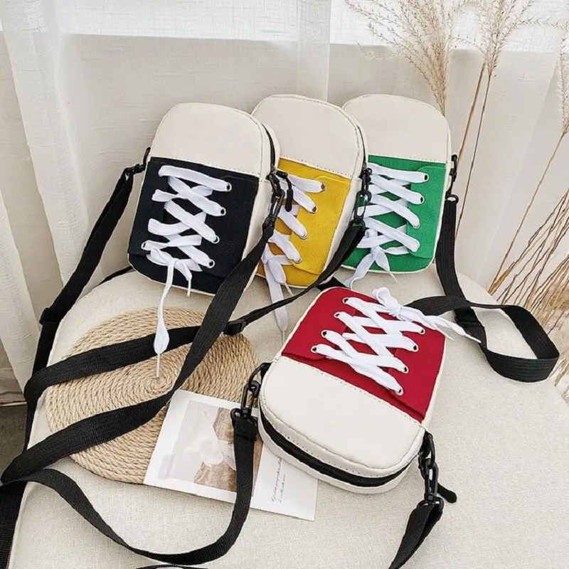 여성 가방 캔버스 가방 패션 창조적 인 성격 신발 모양 어깨 Crossbody 가방 여성 재미 핸드백과 지갑