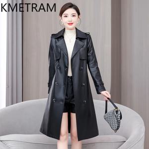KMETRAM 여성용 진짜 양가죽 재킷, 용수철 가을 미드 롱 의류, 트렌치 코트, 2024 패션, Chamara Mujer