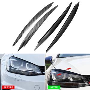 VW 골프 7 Vii Gti GTd R MK7 2013-2017 헤드 라이트 눈썹 눈꺼풀 커버 트림 ABS 탄소 섬유 눈에 띄는 2Pcs