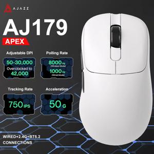 Ajazz AJ179 Apex PAW3950 무선 게임용 마우스(RGB 충전 도크 포함), 컴퓨터 매크로 마우스 게이머, 경량 인체공학적 PC 마우스