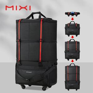 Mixi 접이식 여행 가방, 바퀴가 달린 핸드 캐리 더플 백, 확장 가능한 롤링 여행 가방, 대용량 방수 수하물 가방