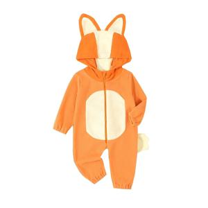 유아 아기 소년 소녀를위한 만화 블루 오렌지 개 의상 할로윈 의상 후드 귀 꼬리 점프 슈트