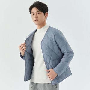 남성용 경량 싱글 브레스트 패딩 재킷, 주머니가 있는 청년 단색 아가일 캐주얼 따뜻한 패딩 재킷, 겨울 신상