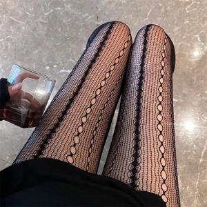 여성용 체인 속이 빈 스타킹 블랙 섹시한 자카드를 통해 볼 미국 복고풍 스타일 메쉬 통기성 레이스 Fishnet 팬티 스타킹