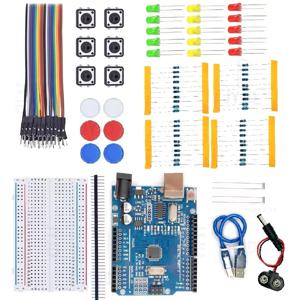 DIY 전자 스타터 키트, UNO R3 아두이노 회로 기판, 프로그래밍 가능한 엔지니어링 코딩 교육 스팀, 12 인 1