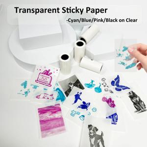 마이크로 열전사 프린터 사진 인쇄 용지에 사용되는 투명 자체 접착 용지 57x25mm의 미니 열 투명 스티커 색상