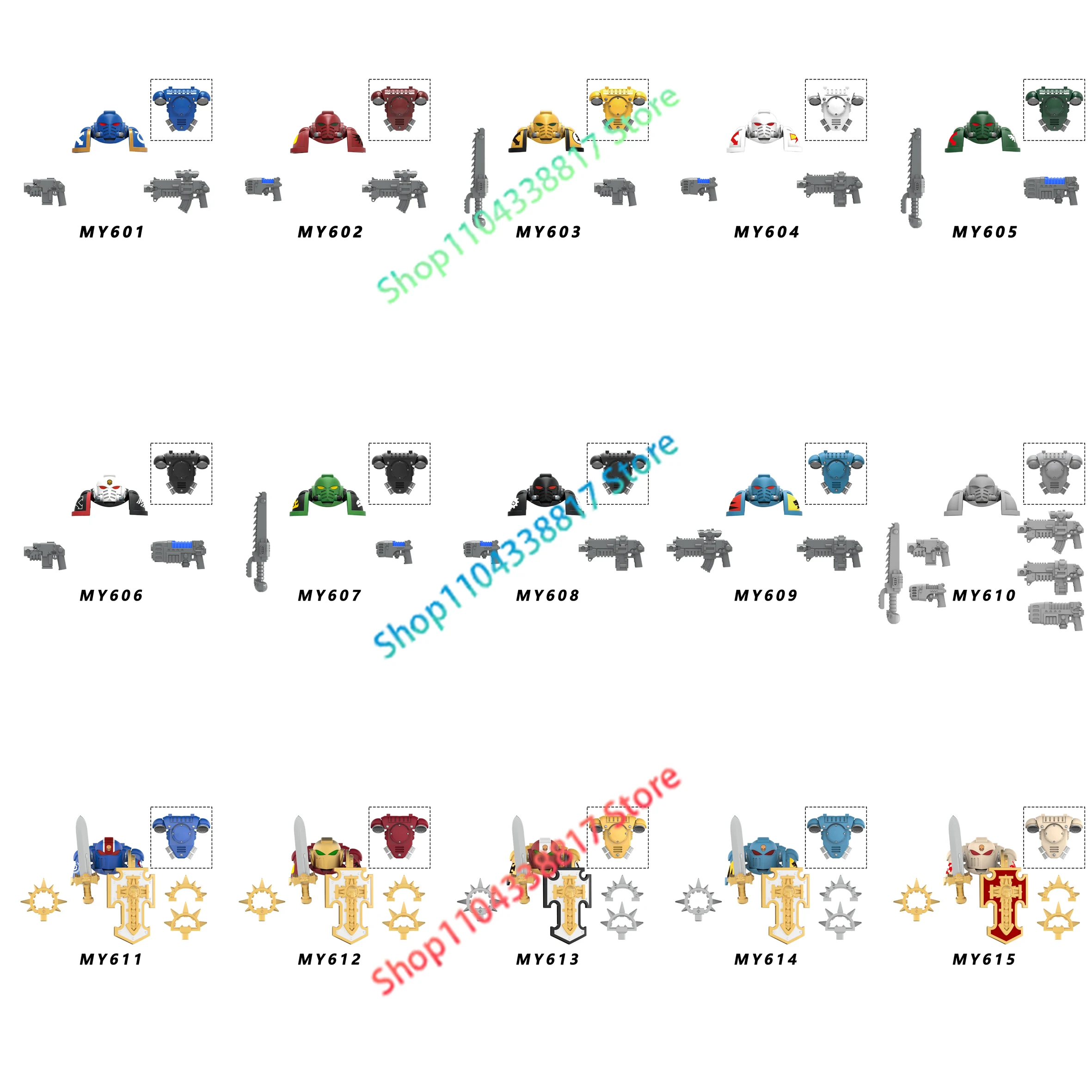 MY601 MY615 애니메이션 게임 벽돌 인형 블레이드 쉴드 군인 천사 조립 장난감 빌딩 블록 컬렉션 어린이를위한 장난감 모델