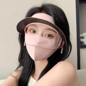 새로운 UPF50+ 선스크린 마스크 풀 페이스 UV 프로텍션 아이스 실크 마스크 여름 양산 레저 모자 야외