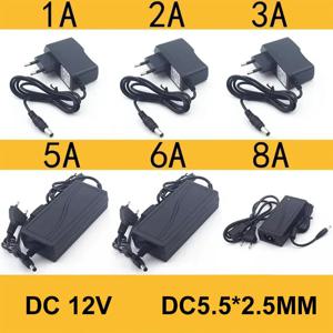 AC 110-240V DC 12V 1A 2A 3A 5A 6A 8A 범용 전원 어댑터 공급 충전기 어댑터 Eu Us LED 조명 스트립 CCTV