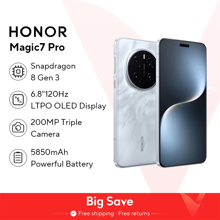 【월드 프리미어】글로벌 버전 HONOR Magic7 Pro 5G 스마트폰 Magic 7 Pro Snapdragon 8 Elite 120Hz OLED 스크린 100W 고속 충전