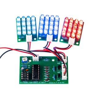 CD4017 + NE555 빨간색 흰색 파란색 LED 물 조명 생산 DIY 키트 용접 학습 전자 모듈 예비 부품 TJ-56-715 DC 12V