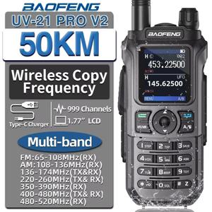 BAOFENG UV-21 Pro V2 무선 복사 주파수 Mutli 밴드 강력한 방수 장거리 UV-5R 장거리 Type-C 양방향 햄 라디오