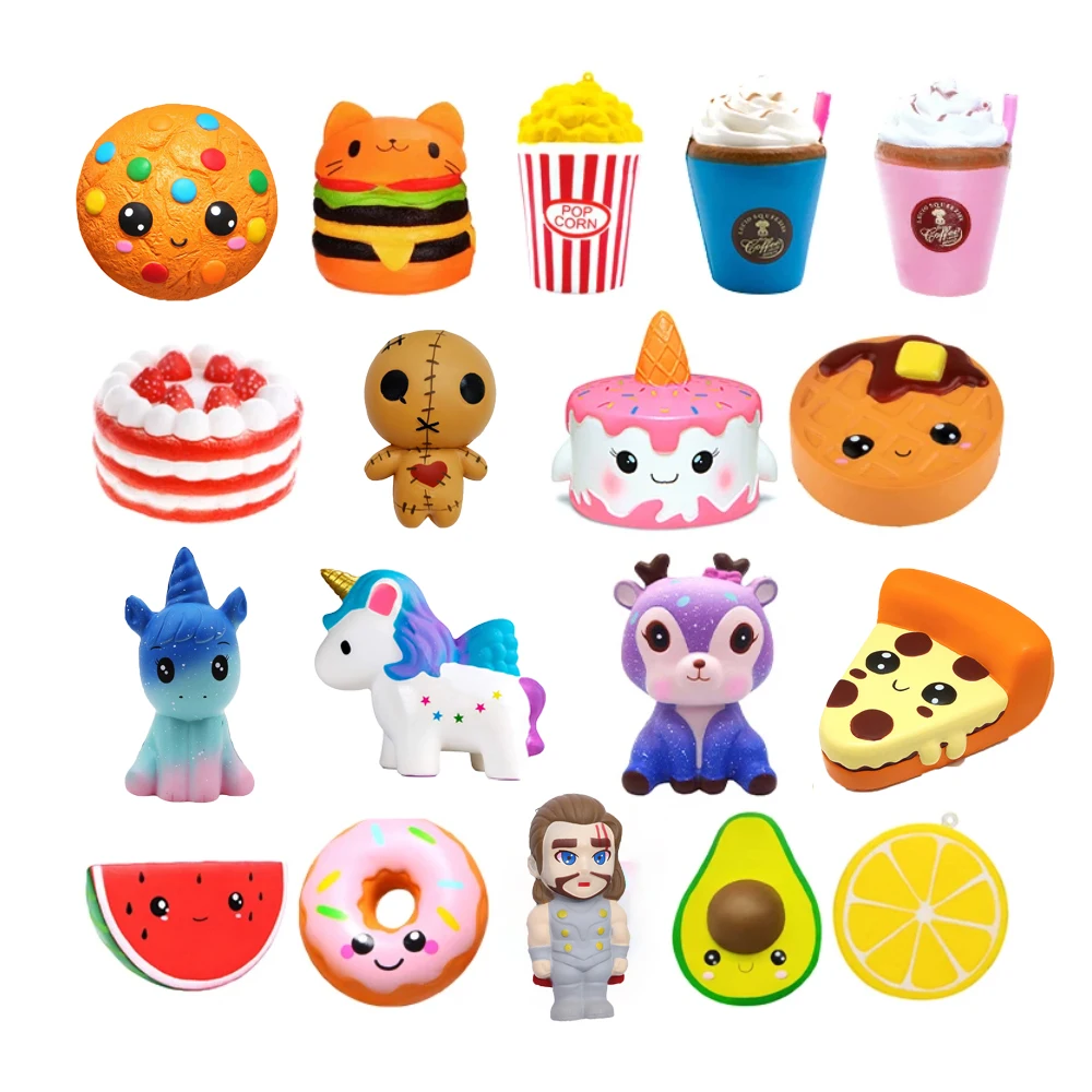 Squishies Fidget 장난감 만화 아이스크림 팝콘 PU Squishy 천천히 상승 크림 향기로운 안티 스트레스 Kawaii Kids Squishies 장난감 선물