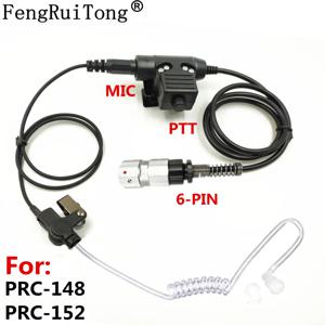 비밀 음향 튜브 NATO 플러그 이어폰 헤드셋 U94 PTT 마이크 TRI TCA/AN PRC-152 PRC624 워키 토키 6 핀 IDF710 PRC152 624
