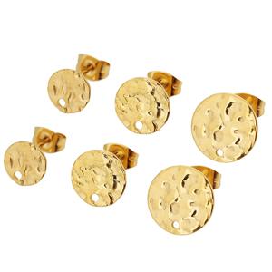 10pcs 스테인레스 스틸 엠보싱 귀 포스트 스터드 귀걸이 플러그와 기본 핀 DIY 쥬얼리 만들기위한 18k 골드 컬러 귀 뒤로