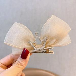 한국어 거즈 어린이 활 머리 핀 3D 공주 크라운 머리 핀 생일 사진 모자를 쓰고 있죠 여자 아이 헤어 액세서리
