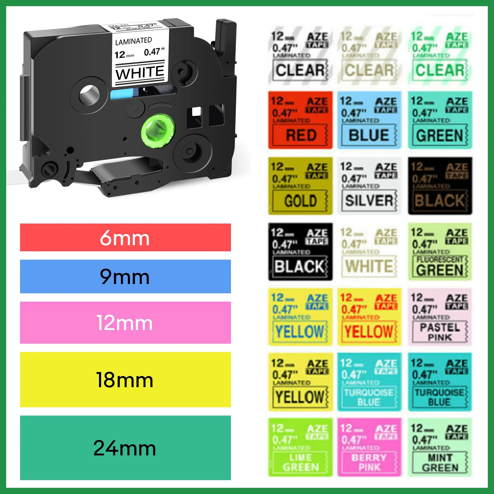 1Pcs 231 TZ 테이프 호환 Brother 라벨 테이프 6mm/9mm/12mm 631 221 241 251 Ptouch 라벨 메이커 용 라벨 리본 PTH110 PT