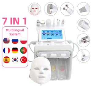 뷰티 하이드로 워터 산소 스킨 필 장비, 스파용 LED 마스크 포함, H202 딥 클리닝, 작은 거품 페이스 안마기, 7 in 1