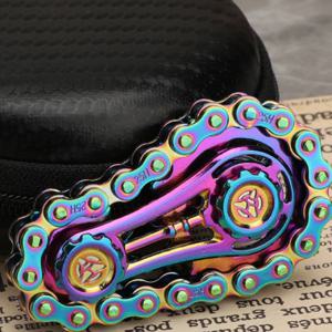레인보우 EDC 기어 체인 손가락 끝 자이로 스코프 장난감 금속 스프로킷 플라이휠 성인용 Fidget Spinner Kids Anti Stress Roller