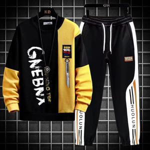 패션 남자 Tracksuit 가을 긴 소매 빨간 운동복 스포츠 바지 2 조각 세트 남성 캐주얼 정장 남여 조깅 남자 의류
