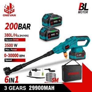 ONEVAN 200Bar 3500W 브러시리스 고압 자동차 세탁기 총 21V 18V 배터리 핀에 대 한 무선 충전식 자동차 세척 총