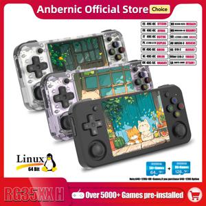 ANBERNIC 비디오 게임용 핸드헬드 콘솔, 3.5 인치 IPS 640*480 화면 레트로 게임 플레이어, RG35XX H, 3300 mAh 5000 + 게임