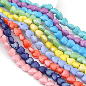 20pcs 광택 심장 모양 10mm 12mm 멋진 유약 세라믹 도자기 느슨한 스페이서 비즈 보석 만들기 DIY 팔찌 결과