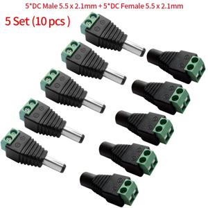 DC 12V 남성 여성 커넥터 2.1*5.5mm 전원 플러그 어댑터 잭 소켓 커넥터 신호 색상 LED 스트립 CCTV 카메라