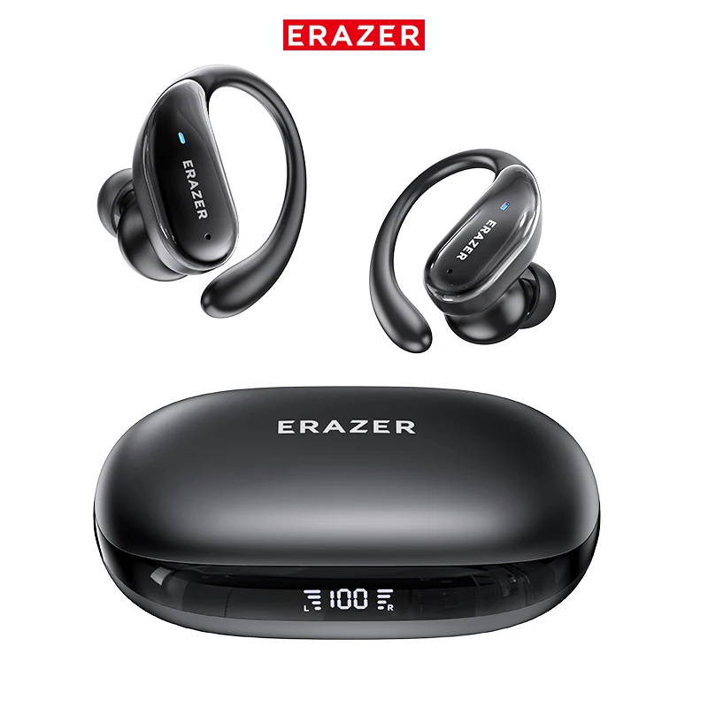 ERAZER XT80 스포츠 무선 헤드폰(마이크, 버튼 제어, LED 전원 디스플레이, Hifi 스테레오 사운드 포함)