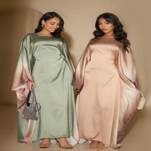 Eid 무슬림 파티 원피스 여성용 라마단 박쥐 소매 아바야 롱 원피스, 모로코 카프탄 베스티도스 라르고스 두바이 로브, 잘라비야 2024