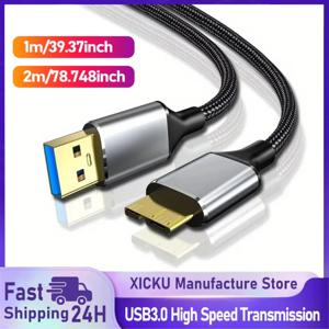 USB 3.0 유형 A - 마이크로 B 케이블 5Gbps 2A 고속 데이터 동기화 코드 USB3.0 - 마이크로 B 어댑터 외장형 하드 드라이브 디스크 케이블 2/1m