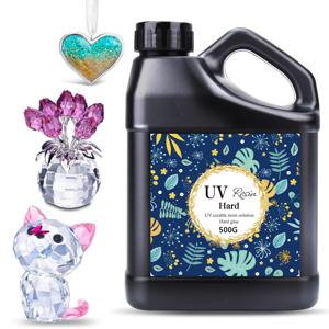 UV 램프 키트가 포함된 UV 수지 - 7.05oz/1.1LB 크리스탈 클리어 UV 수지 세트, 빠른 경화 및 수공예 보석 제작용 하드 UV 수지