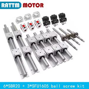 CNC 라우터 밀링 조각용 선형 가이드 웨이 레일, SBR20 300 600 1000mm, CNC 키트 및 볼 스크류 SFU1605 350 650 1050mm, EU 6 개