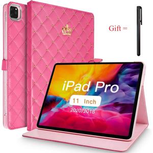 iPad Air 11 2024 Pro 11 9.7 10.2 미니 4 5 6 PU 가죽 커버 iPad 7 8 9 10th 11th 2025 케이스 용 럭셔리 크라운 블링 다이아몬드 케이스