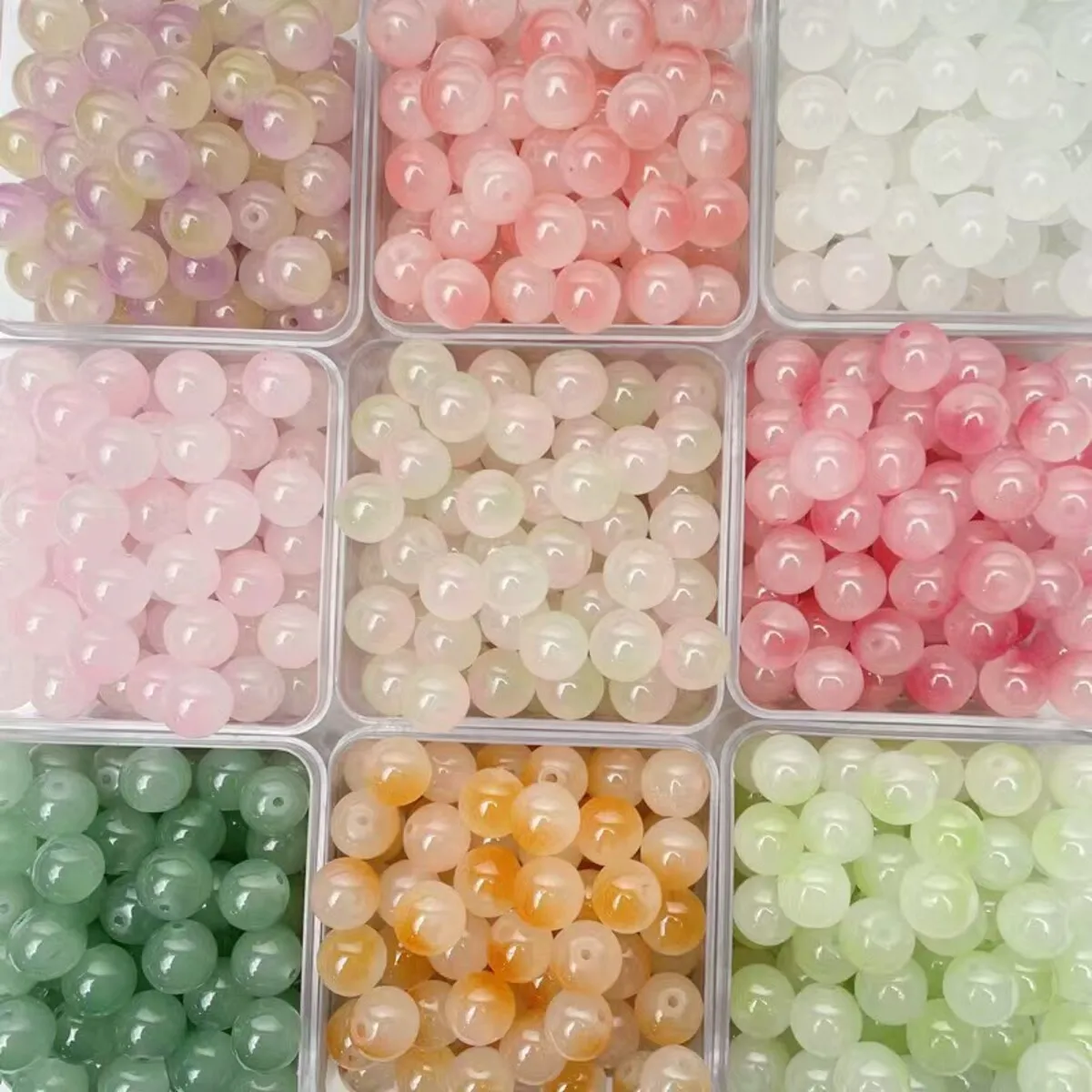 8mm/50pcs 달콤한 스타일 듀얼 컬러 유리 느슨한 구슬 수제 DIY 팔찌 목걸이 쥬얼리 만들기 용품 장식 비즈