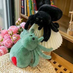 시뮬레이션 검은 거미 점프 거미 인형 크롤링 애완 동물 인형 플러시 귀여운 파충류 플러시 장난감 슈퍼 귀여운 인형