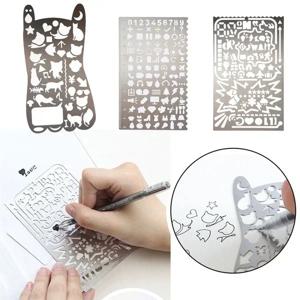 휴대용 스테인레스 스틸 스텐실 중공 눈금자, 여행 일기, 노트북 그리기, DIY 도구