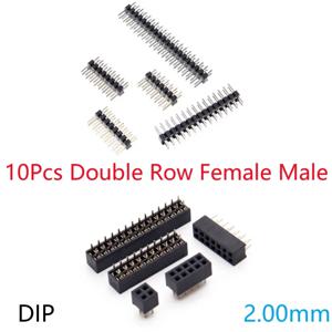 DIP 더블 로우 암수 헤더 소켓 피치 2.00mm, 2x2p 3p 4p 5p 6p 7p 8p 9p 10p 12p 15p 20p 40, 10 개 핀 커넥터, DIY PCB