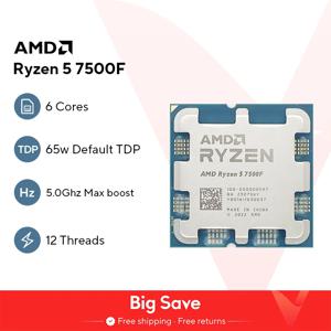 AMD 라이젠 5 7500F R5 7500F 3.7GHz 6 코어 12 스레드 CPU 5NM L3 = 32M 100 000001015 소켓 AM5 트레이, 쿨러 없음, 신제품