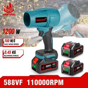 1200W 전기 터보 송풍기 제트 팬 150 메터/초 무선 폭력 공기 송풍기 자동차 건조기 먼지 부는 전동 공구 21V 18V 배터리