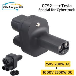 테슬라 사이버트럭용 EVcharger4U, CCS2 to NACS EV 어댑터, 250KW DC 8KW AC, 모델 3, X, Y, CCS2 콤보 어댑터 지지대, CCS2 타입 2