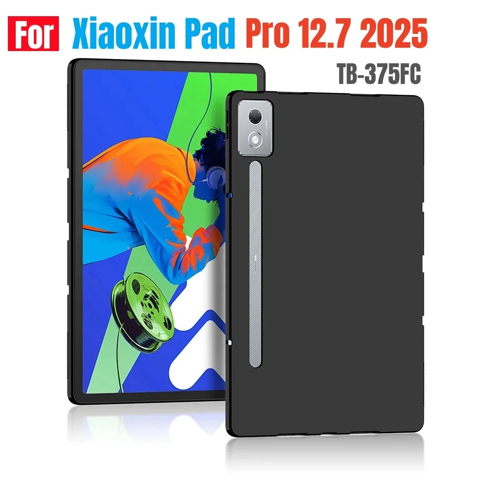 Lenovo Xiaoxin Pad Pro 12.7 2025 용 소프트 케이스 Xiaoxin Pad Pro 12.7 태블릿 뒷면 커버 용 12.7 인치 TB-375FC 실리콘 TPU 쉘