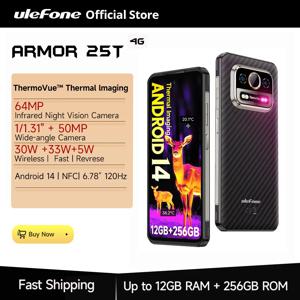 【월드 프리미어】Ulefone Armor 25T 4G 열화상 견고한 휴대폰 Android 14 33W 50MP+64MP NFC 방수 스마트폰 글로벌